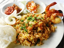 Asian food, fried rice with seafood