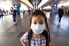 Asian girl is wearing white protective mask in the crowd of people,health concept stock photos Asian girl is wearing white protective mask in the crowd of people,health concept stock photos