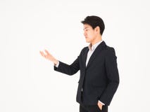 Asian handsome business man looking in him hand royalty free stock photos Asian handsome business man looking in him hand royalty free stock photos