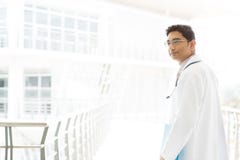 Asian Indian male medical doctor inside hospital. royalty free stock photos Asian Indian male medical doctor inside hospital. royalty free stock photos