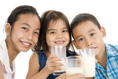 Asian Kids With Milk Royalty Free Stock Images