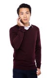 Asian Man Talk To Mobile Phone Asian Man Talk To Mobile Phone