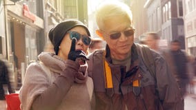 Asian senior couple having fun in Europe retirement anniversary Stock Photo Asian senior couple having fun in Europe retirement anniversary Stock Photo
