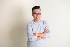 Asian senior male in casual stock image Asian senior male in casual stock image