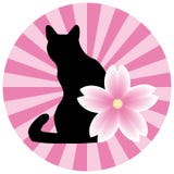 Asian style illustration with a cat and a flower vector illustration Asian style illustration with a cat and a flower vector illustration