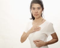 Woman examining herself for breast cancer stock photography Woman examining herself for breast cancer stock photography