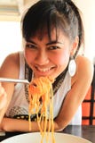 Asian Woman Eating Spaghetti Royalty Free Stock Photo Asian Woman Eating Spaghetti Royalty Free Stock Photo