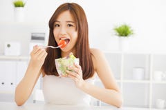 Asian Young Woman Eating Healthy Food Royalty Free Stock Photography Asian Young Woman Eating Healthy Food Royalty Free Stock Photography