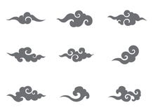 Asiatiska molnsillhouettesymboler japan kines thai vektor illustrationer Asiatiska molnsillhouettesymboler japan kines thai vektor illustrationer