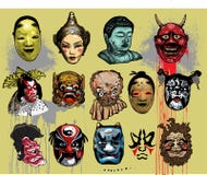 asiatiska östliga maskeringar royaltyfri illustrationer asiatiska östliga maskeringar royaltyfri illustrationer