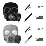 Assault rifle M16, helicopter, tank, combat knife. Military and army set collection icons in black,monochrome style vector illustration Assault rifle M16, helicopter, tank, combat knife. Military and army set collection icons in black,monochrome style vector illustration