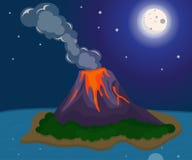 Assignment file : Volcano eruption lava island night moon
