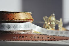 Christmas time! Christmas ribbon on spools stock images Christmas time! Christmas ribbon on spools stock images