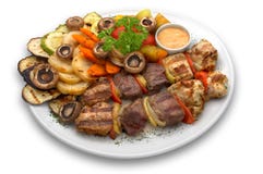 Assorted Kebab: Veal, Chicken And Pork Royalty Free Stock Photos