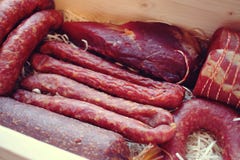 Assorted meat products including ham and sausages. Stock Image Assorted meat products including ham and sausages. Stock Image