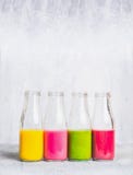 Assortment of smoothie for blendingon light background , side view. stock photos Assortment of smoothie for blendingon light background , side view. stock photos