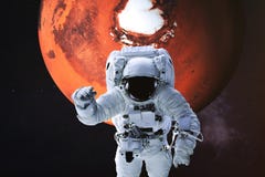 Astronaut on the background of Mars. stock images Astronaut on the background of Mars. stock images
