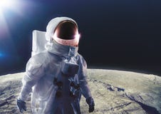 Astronaut walking on the moon royalty free stock image Astronaut walking on the moon royalty free stock image