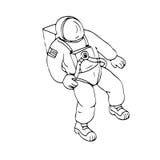Astronauta Floating en el dibujo del espacio stock de ilustración Astronauta Floating en el dibujo del espacio stock de ilustración