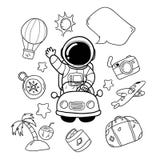 Astronautes de vacances tir?s par la main illustration libre de droits Astronautes de vacances tir?s par la main illustration libre de droits
