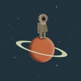 Astronautet gillar ett dykareanseende på den röda planeten stock illustrationer Astronautet gillar ett dykareanseende på den röda planeten stock illustrationer