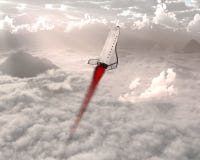 Astronautycznego wahadłowa wodowanie, chmury, niebo Astronautycznego wahadłowa wodowanie, chmury, niebo