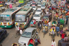 Atasco en la parte central de la ciudad en Dacca, Bangladesh fotografía de archivo Atasco en la parte central de la ciudad en Dacca, Bangladesh fotografía de archivo