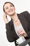 Atendimento de telefone executivo feliz imagens de stock Atendimento de telefone executivo feliz imagens de stock