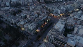 Ateny przy półmrokiem, widok z lotu ptaka zdjęcie wideo Ateny przy półmrokiem, widok z lotu ptaka zdjęcie wideo