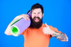 Athlete yoga coach motivated for training. Yoga class concept. Yoga as hobby and sport. Practicing yoga every day. Man stock photo Athlete yoga coach motivated for training. Yoga class concept. Yoga as hobby and sport. Practicing yoga every day. Man stock photo