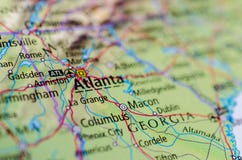 Atlanta en mapa foto de archivo libre de regalías Atlanta en mapa foto de archivo libre de regalías