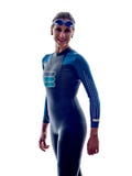 Atleta de los nadadores del ironman del triathlon de la mujer imágenes de archivo libres de regalías Atleta de los nadadores del ironman del triathlon de la mujer imágenes de archivo libres de regalías