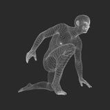 Atleta na posição começar pronta para começar uma raça Corredor pronto para o exercício dos esportes Modelo do fio do corpo human ilustração royalty free Atleta na posição começar pronta para começar uma raça Corredor pronto para o exercício dos esportes Modelo do fio do corpo human ilustração royalty free