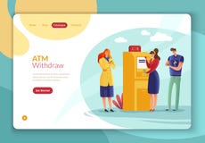 ATM payments people landing page royalty free illustration ATM payments people landing page royalty free illustration