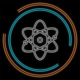 Atom ikona, atomu wektorowy symbol, chemia i nauka, badamy royalty ilustracja Atom ikona, atomu wektorowy symbol, chemia i nauka, badamy royalty ilustracja
