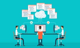 Att programmera för grupp framkallar rengöringsduk och applikation på netto arbete för moln royaltyfri illustrationer Att programmera för grupp framkallar rengöringsduk och applikation på netto arbete för moln royaltyfri illustrationer