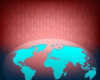 Attaque de Cyber de carte du monde par le fond de concept de pirate informatique avec la binaire illustration stock Attaque de Cyber de carte du monde par le fond de concept de pirate informatique avec la binaire illustration stock