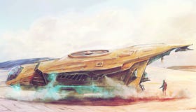 Atterraggio futuristico dell'astronave sull'arte apocalittica di concetto del pianeta della posta persa illustrazione di stock Atterraggio futuristico dell'astronave sull'arte apocalittica di concetto del pianeta della posta persa illustrazione di stock