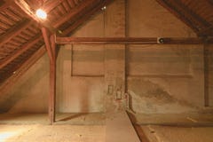 Attic Loft Insulation. Old Loft. Renovation And Thermal Insulation With Mineral Rock Wool. Royalty Free Stock Photography
