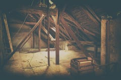 Attic Loft Insulation. Old Loft. Renovation And Thermal Insulation With Mineral Rock Wool. Add Color Filter. Stock Photography
