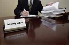 Attorney At Desk With Business Card Stock Photography