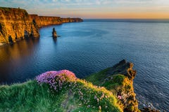 Attraction touristique de renommée mondiale irlandaise de l'Irlande dans le comté Clare Les falaises de la côte ouest de Moher de Image stock Attraction touristique de renommée mondiale irlandaise de l'Irlande dans le comté Clare Les falaises de la côte ouest de Moher de Image stock