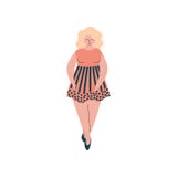 Attractive Blonde Curvy Girl in Short Dress, Beautiful Plus Size Plump Woman Vector Illustration stock illustration Attractive Blonde Curvy Girl in Short Dress, Beautiful Plus Size Plump Woman Vector Illustration stock illustration