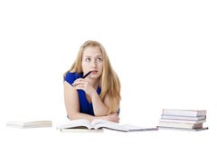 Attractive Contemplative Female Student At Floor Stock Images Attractive Contemplative Female Student At Floor Stock Images