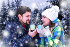 https://thumbs.dreamstime.com/t/attractive-man-woman-drinking-coffee-attractive-men-women-drinking-coffee-background-christmas-landscape-106318413.jpg