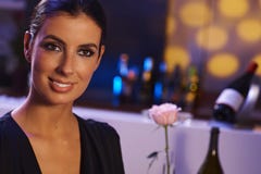 Attractive woman at the evening stock image Attractive woman at the evening stock image