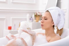 Attractive Young Woman Taking A Bath Stock Photo Attractive Young Woman Taking A Bath Stock Photo