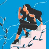 Attraktiv kvinnamodell som poserar på momenten vektor illustrationer Attraktiv kvinnamodell som poserar på momenten vektor illustrationer