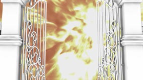 Attraversi tramite i portoni di cielo, l'animazione 3D royalty illustrazione gratis Attraversi tramite i portoni di cielo, l'animazione 3D royalty illustrazione gratis