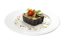 Aubergine зажаренный с овощами Вегетарианское блюдо стоковая фотография rf Aubergine зажаренный с овощами Вегетарианское блюдо стоковая фотография rf
